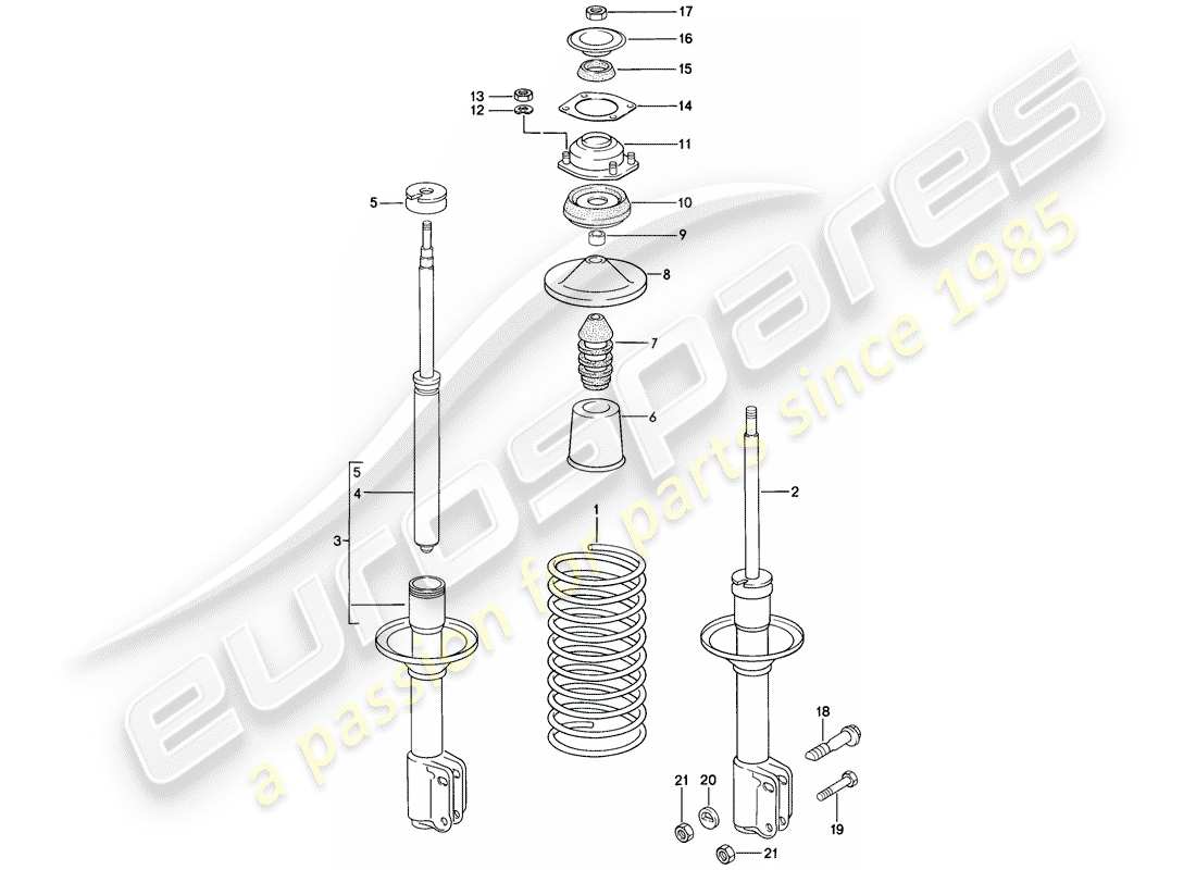 porsche 1977 (924) suspension - amortisseur schéma des pièces