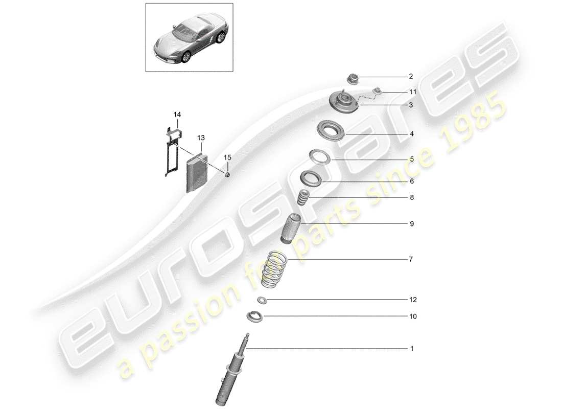 porsche 2017 (718 boxster) schéma des pièces de suspension