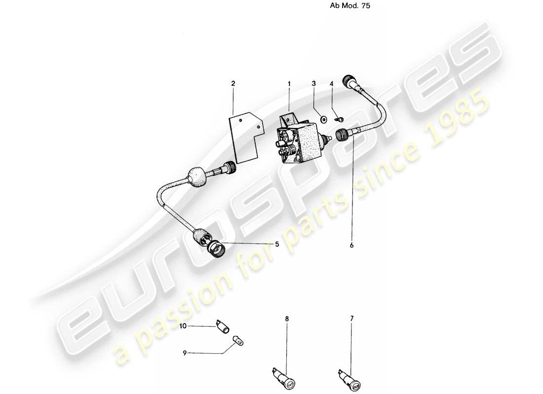 porsche 1972 (914) catalyseur - compteur - témoin d'avertissement - d - mj 1975>> schéma des pièces