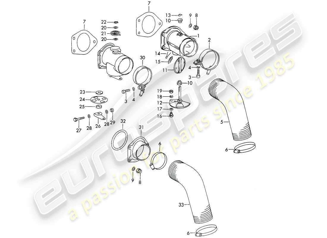 porsche 1968 (911/912) alimentation en air de chauffage schéma des pièces