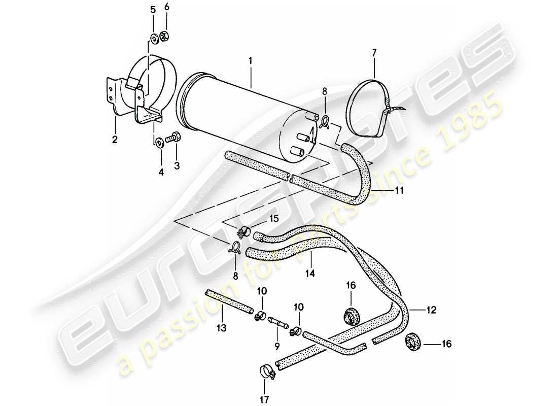 porsche 1986 (911) cartouche d'émission par évaporation schéma des pièces