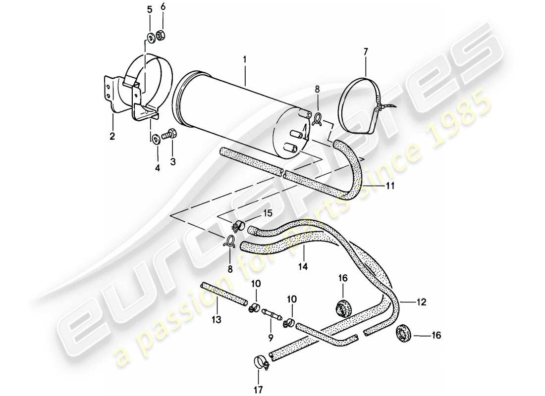 porsche 1987 (911) cartouche d'émission par évaporation schéma des pièces