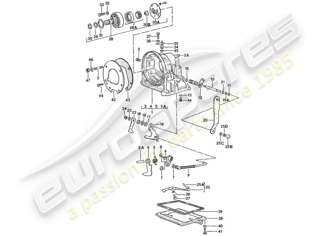 porsche 1983 (944) carter de transmission - transmission automatique schéma des pièces