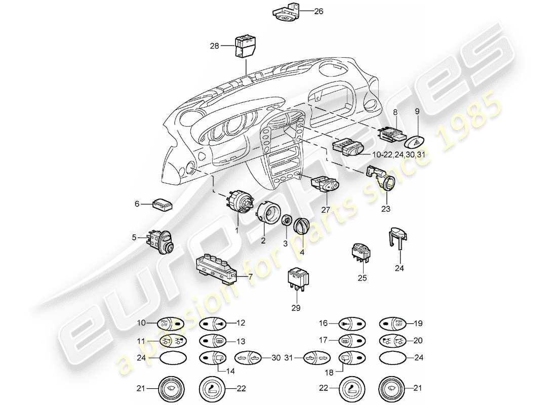 porsche 2005 (996 turbo / gt2) changer schéma des pièces