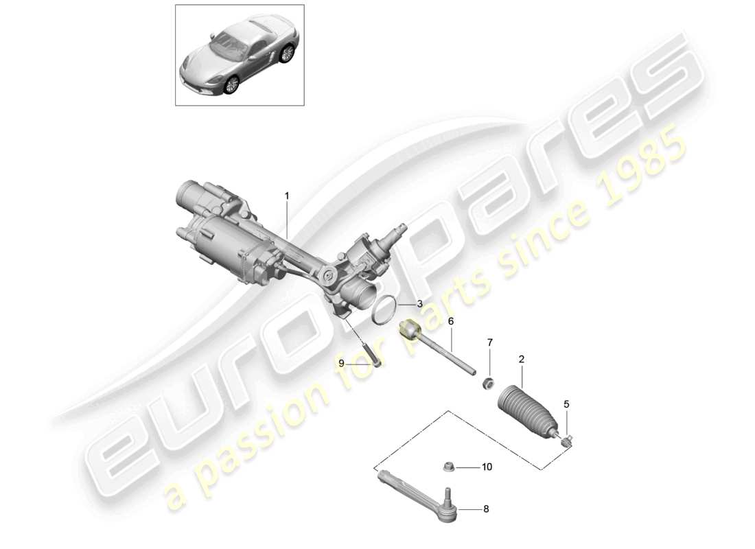 porsche 2020 (718 boxster) l'appareil à gouverner schéma des pièces