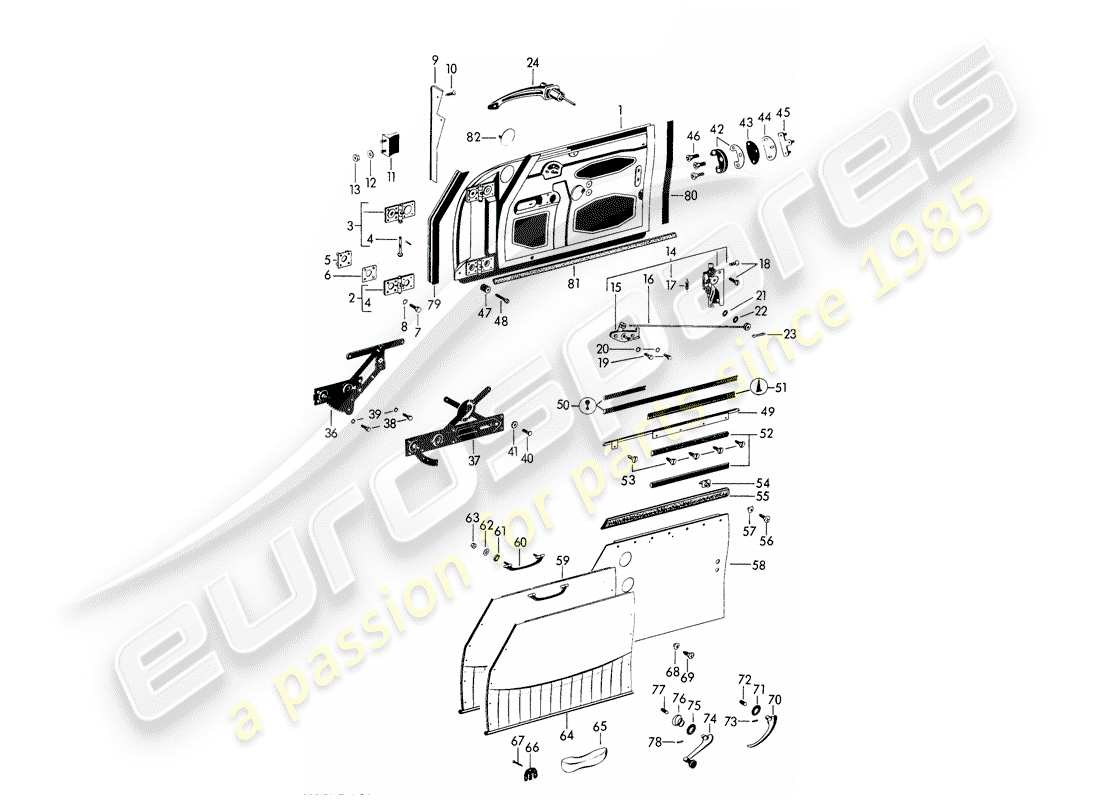 porsche 1963 (356b/356c) porte - avec : - accessoires schéma des pièces