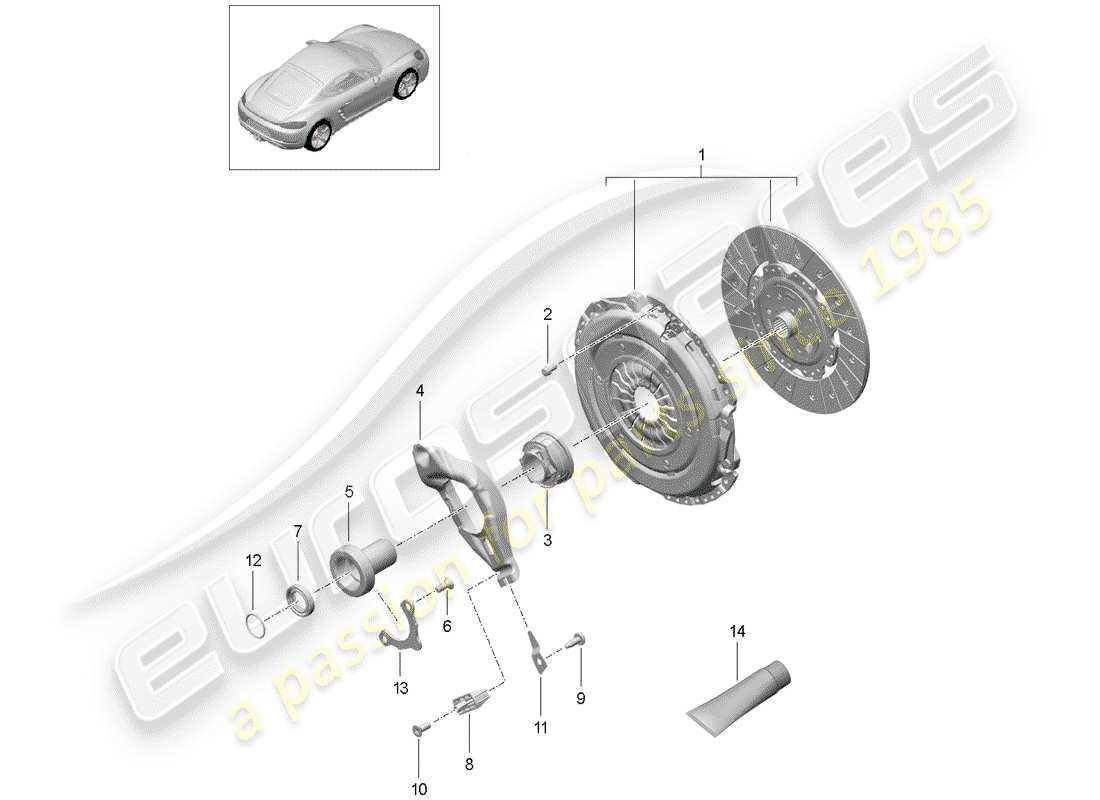 porsche 2020 (718 cayman) embrayage schéma des pièces
