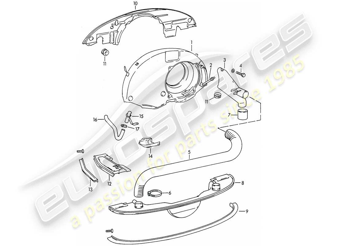 porsche 1964 (356b/356c) refroidissement par air - chauffage - nouvelle conception schéma des pièces