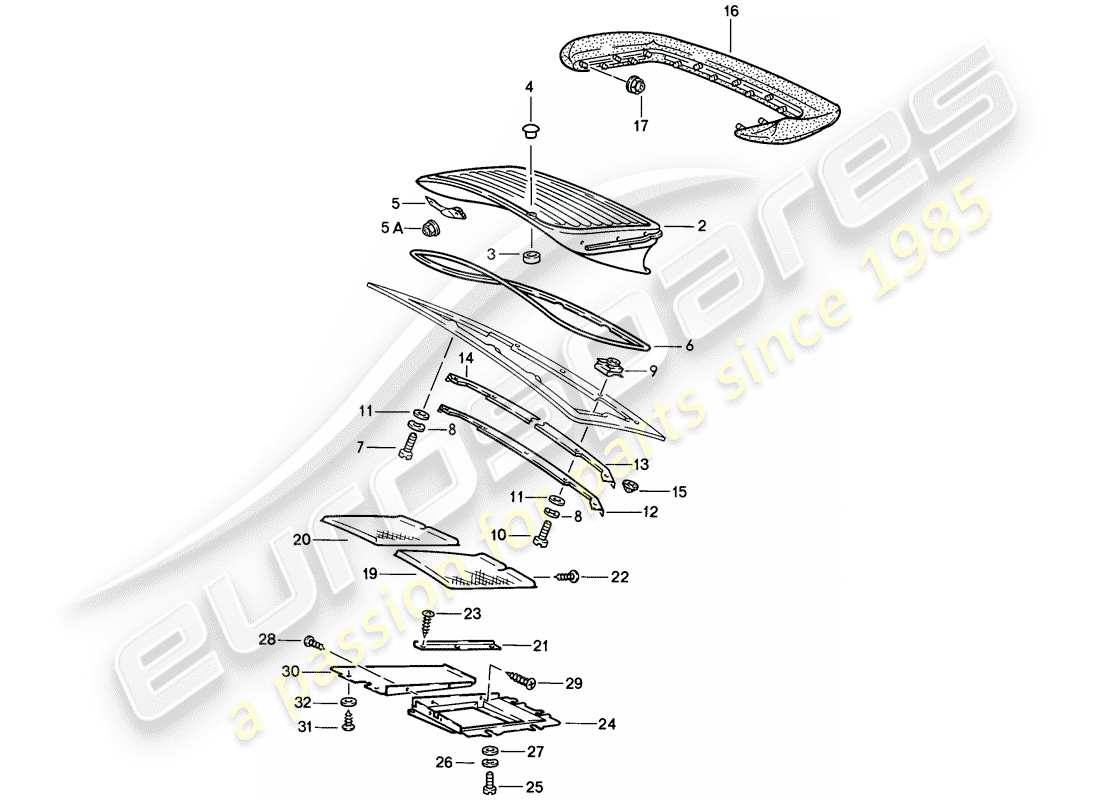porsche 1986 (911) spoiler arrière schéma des pièces