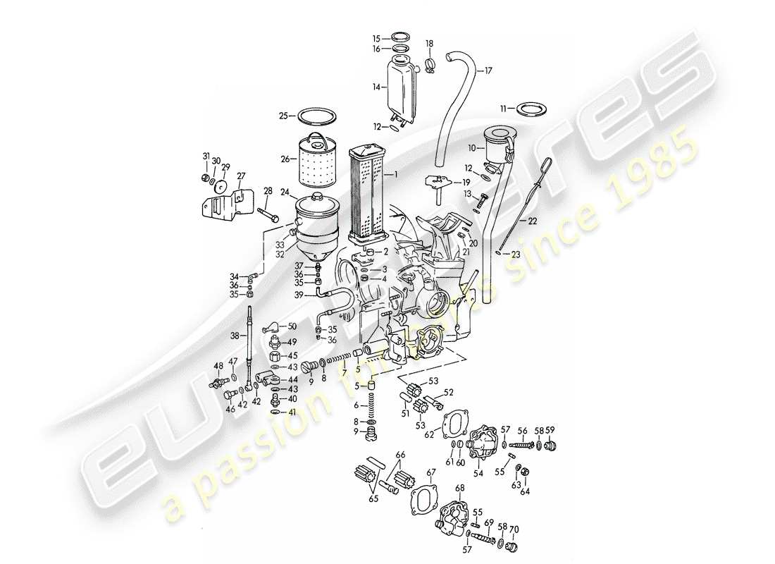 porsche 1962 (356b/356c) lubrification du moteur schéma des pièces