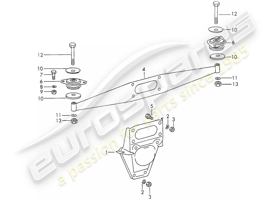 porsche 1972 (911) suspension du moteur schéma des pièces