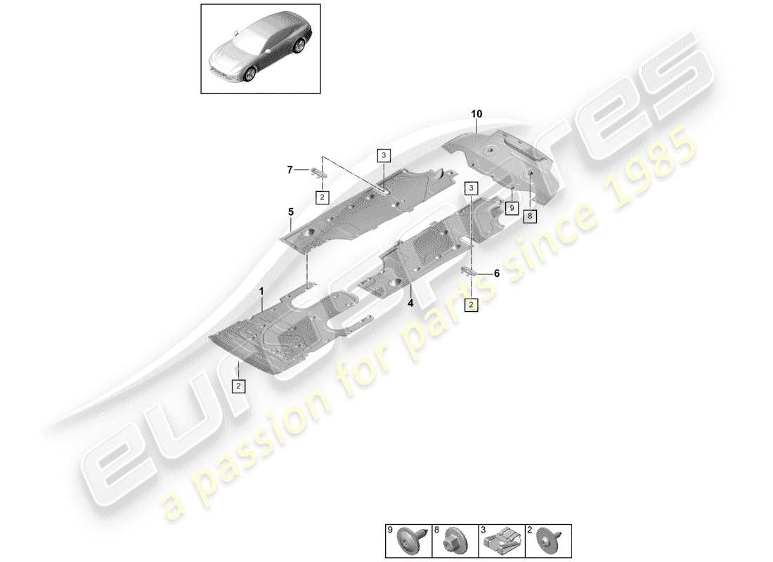 porsche 2019 (panamera 971-1) garniture schéma des pièces