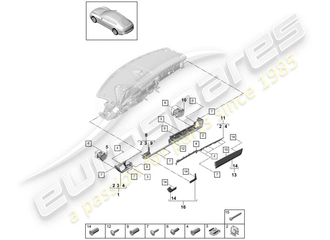 porsche 2018 (panamera 971-1) accessoires schéma des pièces