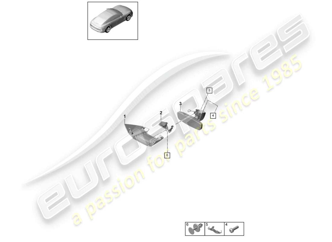 porsche 2020 (panamera 971-1) rétroviseur intérieur accessoires schéma des pièces