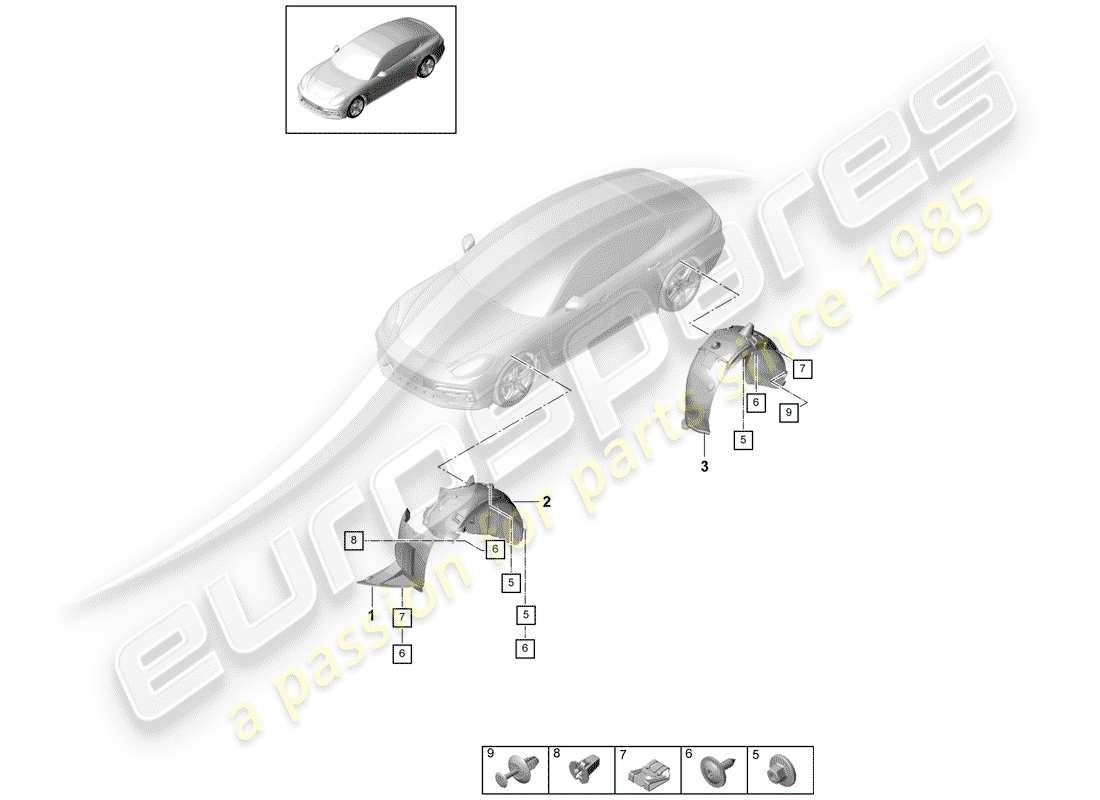 porsche 2020 (panamera 971-1) garniture schéma des pièces