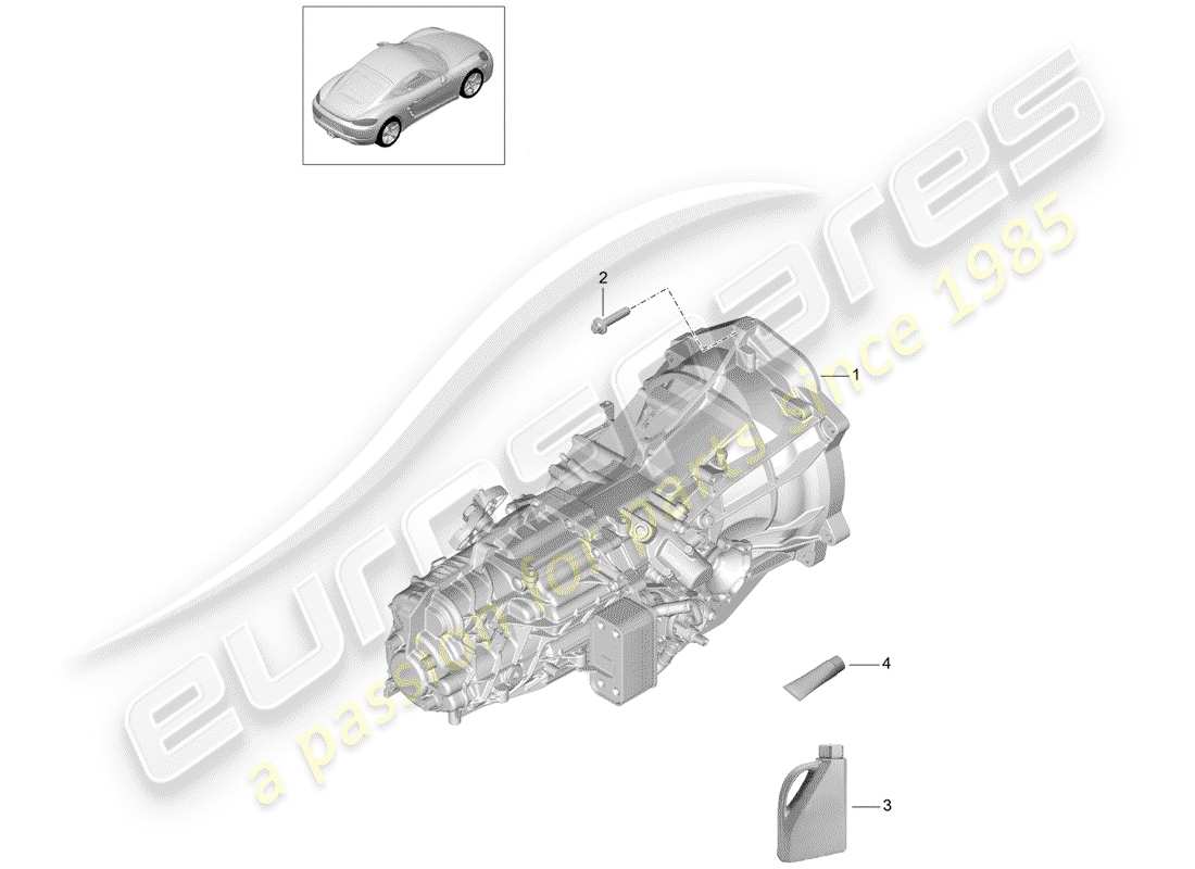 porsche 2020 (718 cayman) boîte de vitesses manuelle schéma des pièces