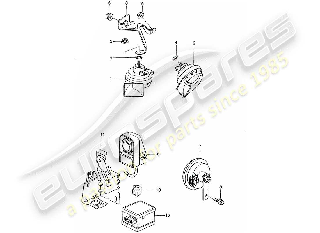 porsche 2005 (996) avertisseur de fanfare - avertisseur - système d'alarme schéma des pièces