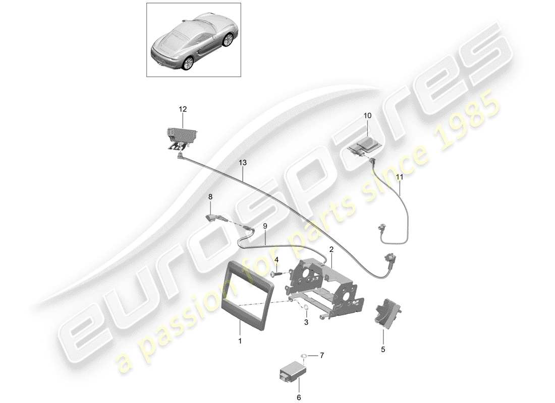 porsche 2014 (981 cayman) préparation schéma des pièces