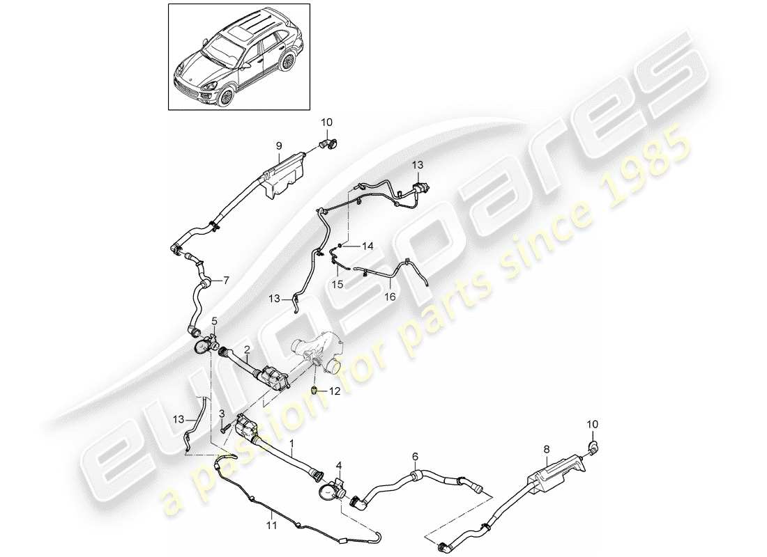 porsche 2012 (cayenne e2 92a) refroidisseur d'air schéma des pièces