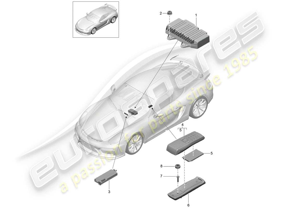 porsche 2016 (981 cayman gt4) schéma des pièces de l'amplificateur