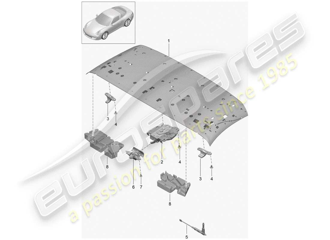 porsche 2017 (991-2) diagramme des pièces du cadre supérieur