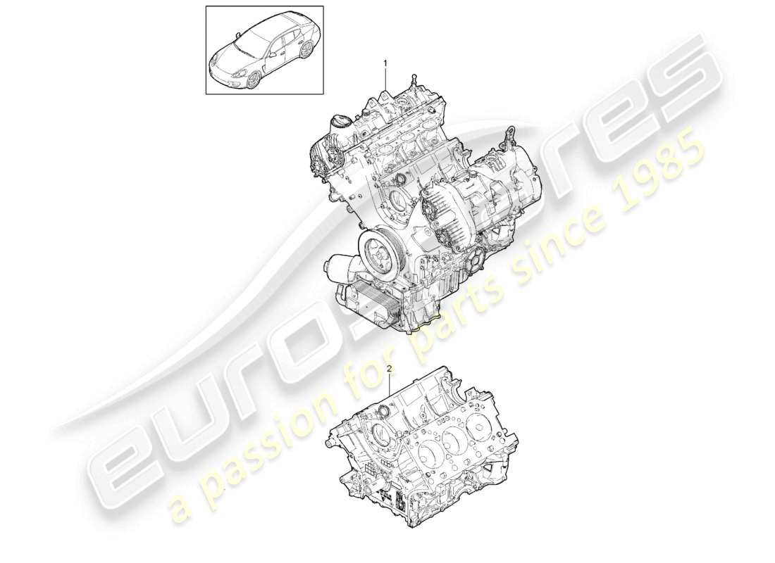 porsche 2010 (cayenne e1 9pa) moteur de base bloc court schéma des pièces