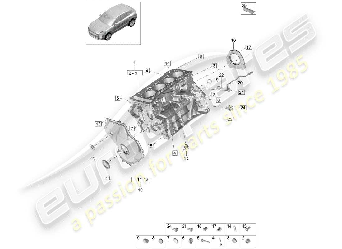 porsche 2019 (macan) carter moteur schéma des pièces