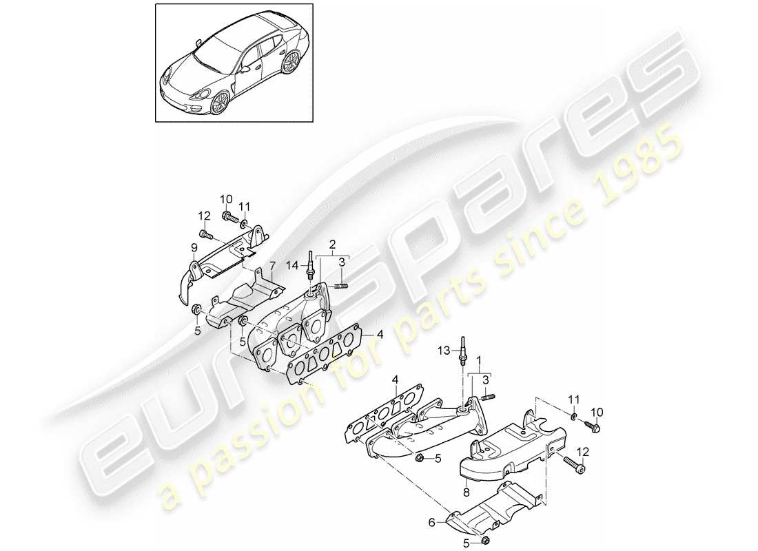 porsche 2011 (panamera 970) système d'échappement schéma des pièces