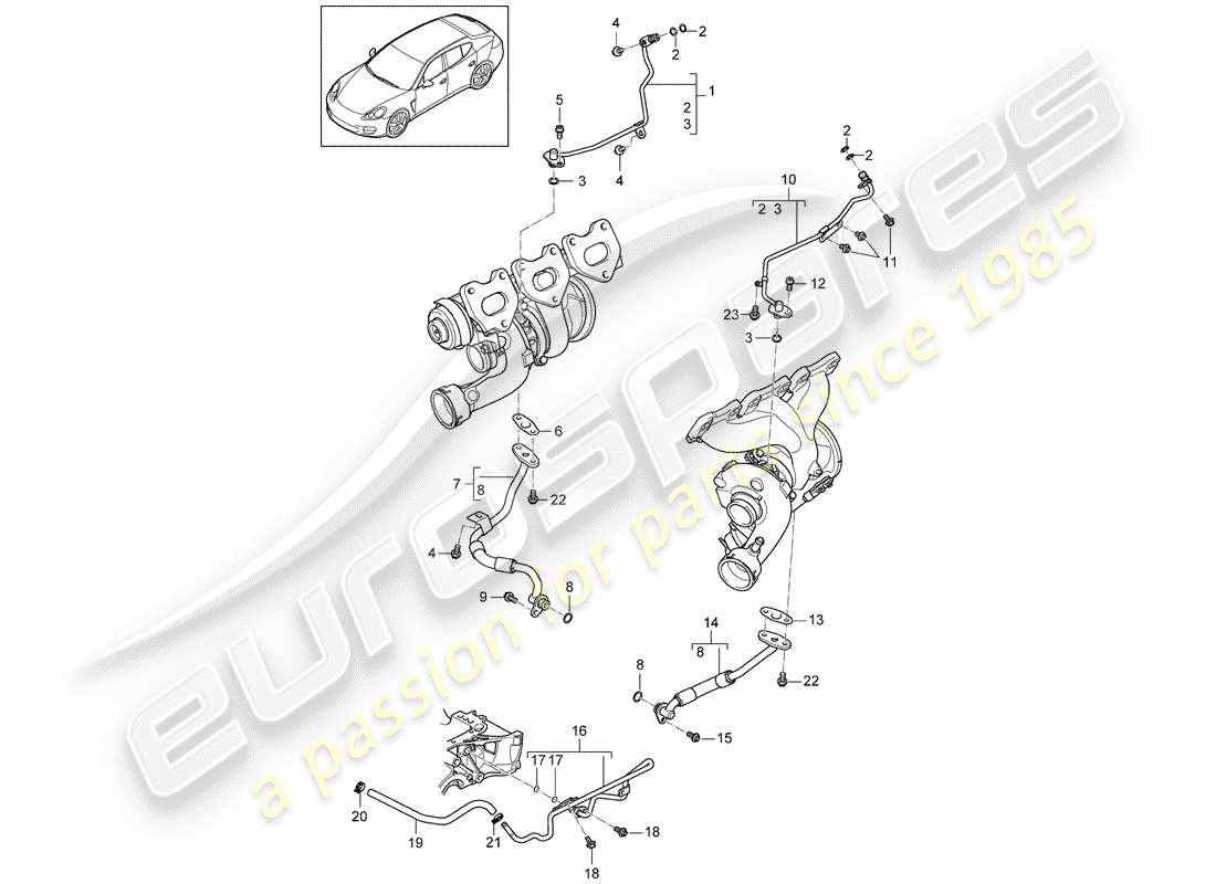 porsche 2010 (panamera 970) tuyau d'huile schéma des pièces