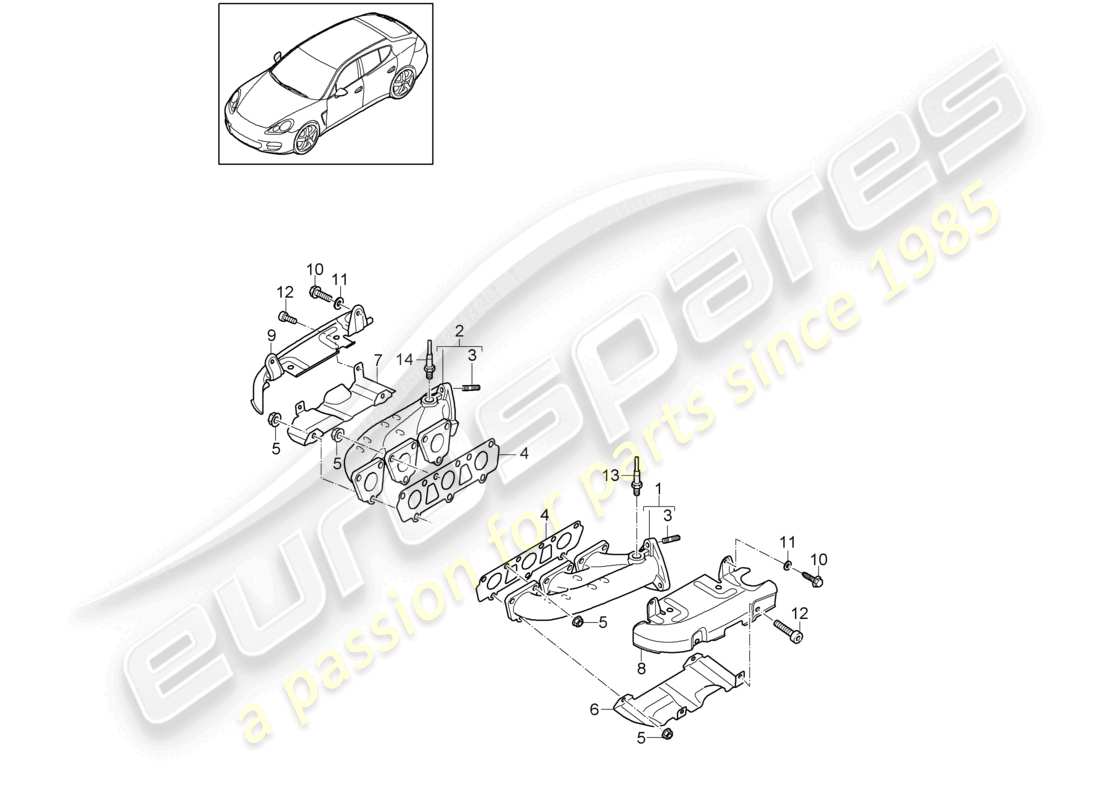 porsche 2010 (cayenne e1 9pa) système d'échappement collecteurs d'échappement schéma des pièces