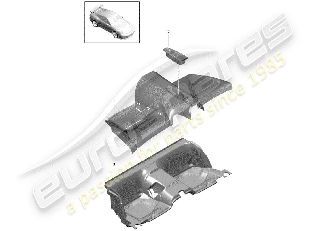 porsche 2015 (991-1 r/gt3/rs) couverture diagramme de pièce