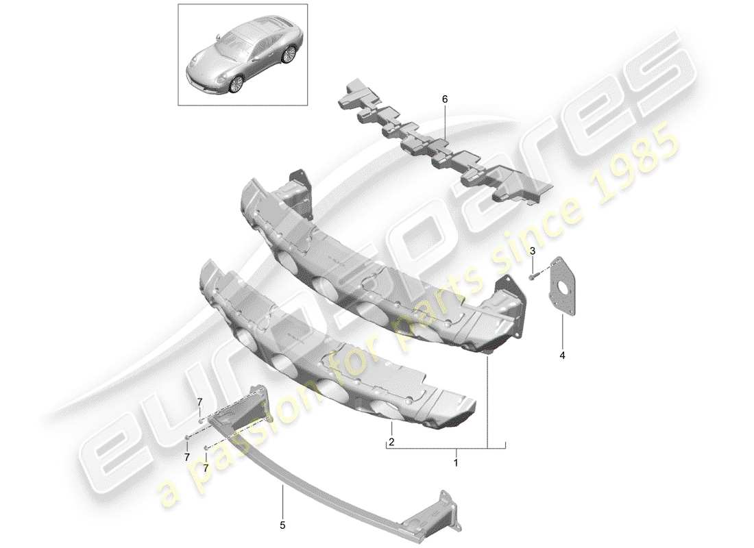porsche 2019 (991-2) support de pare-chocs schéma des pièces