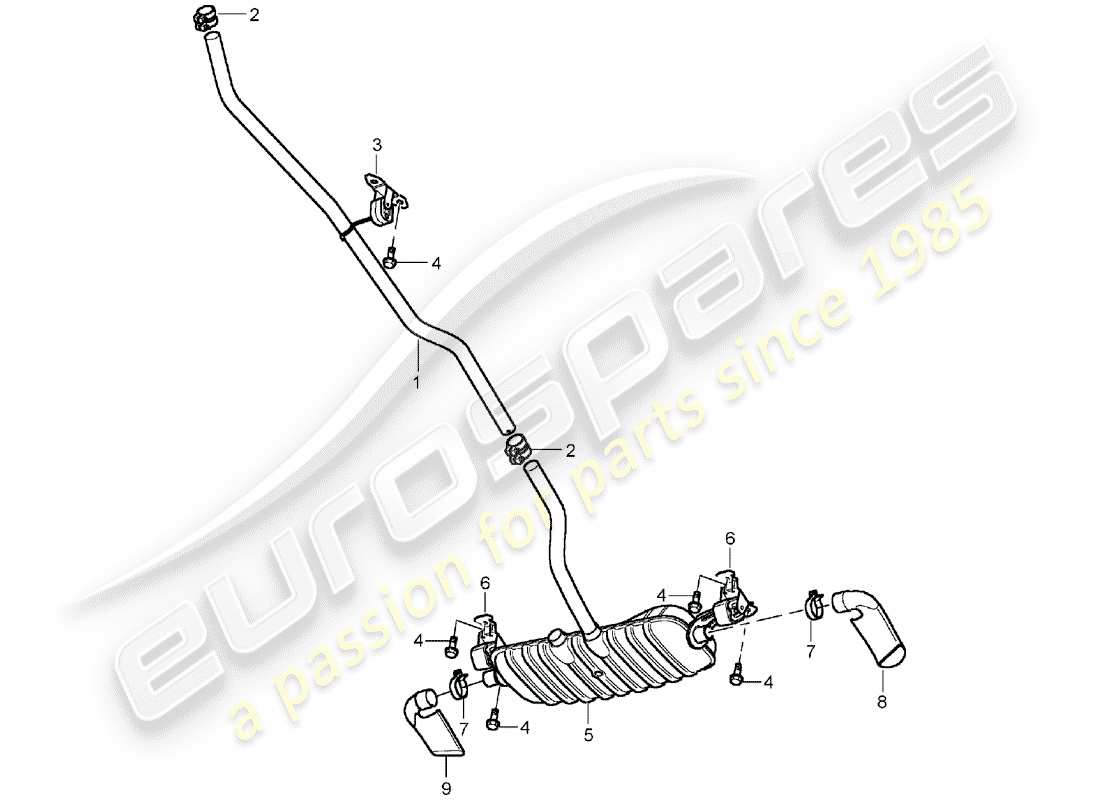 porsche 2003 (cayenne e1 9pa) système d'échappement schéma des pièces