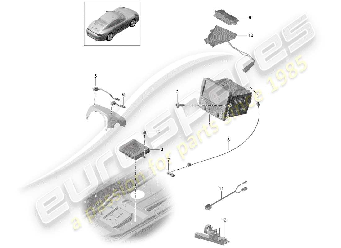 porsche 2013 (991-1) unité de commande schéma des pièces