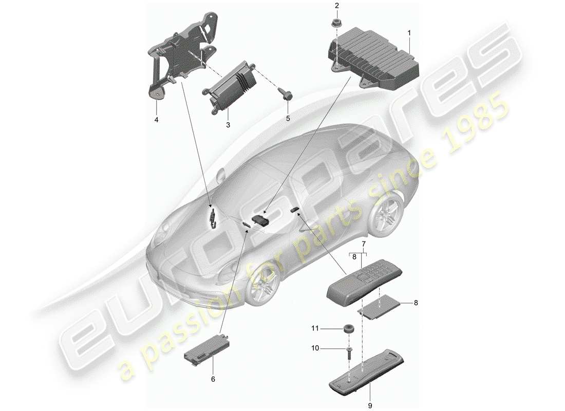 porsche 2013 (991-1) schéma des pièces de l'amplificateur