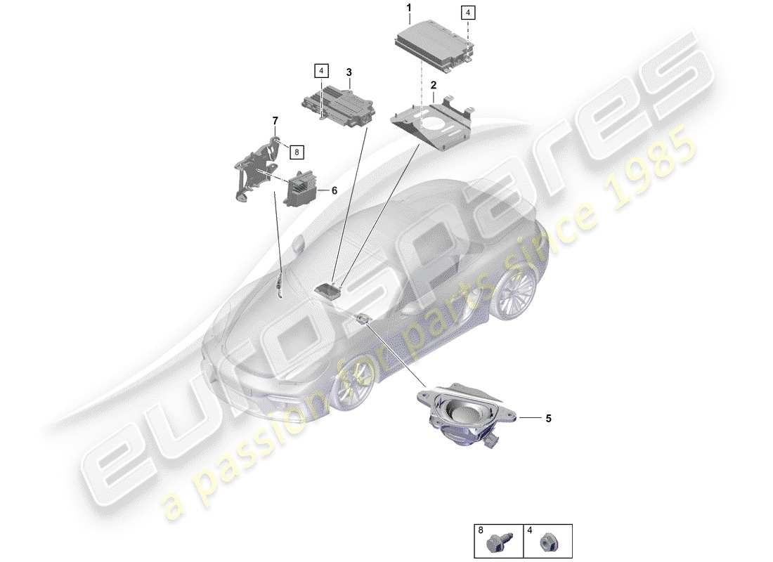 porsche 2019 (718 boxster spyder) schéma des pièces de l'amplificateur