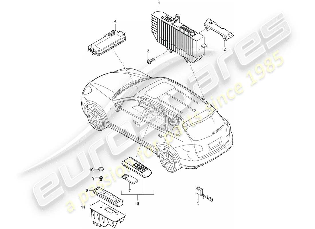 porsche 2011 (cayenne e2 92a) schéma des pièces de l'amplificateur