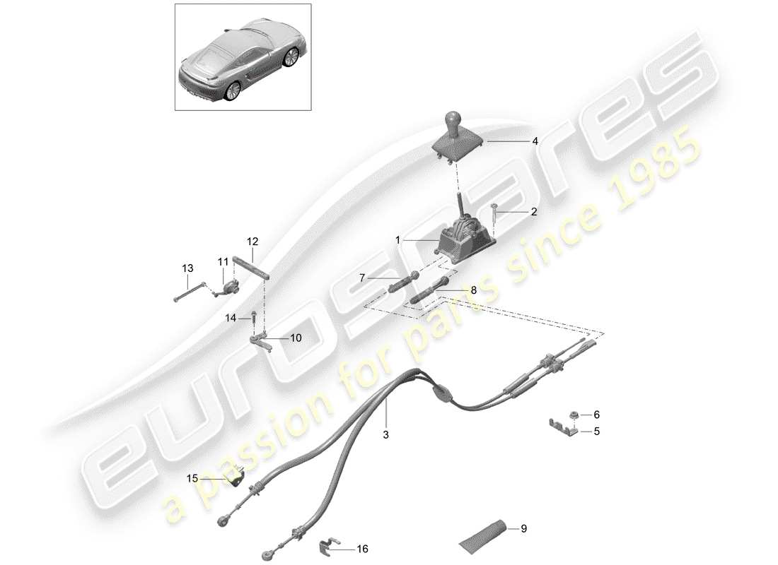 porsche 2016 (981 cayman gt4) diagramme de pièce de commande de transmission