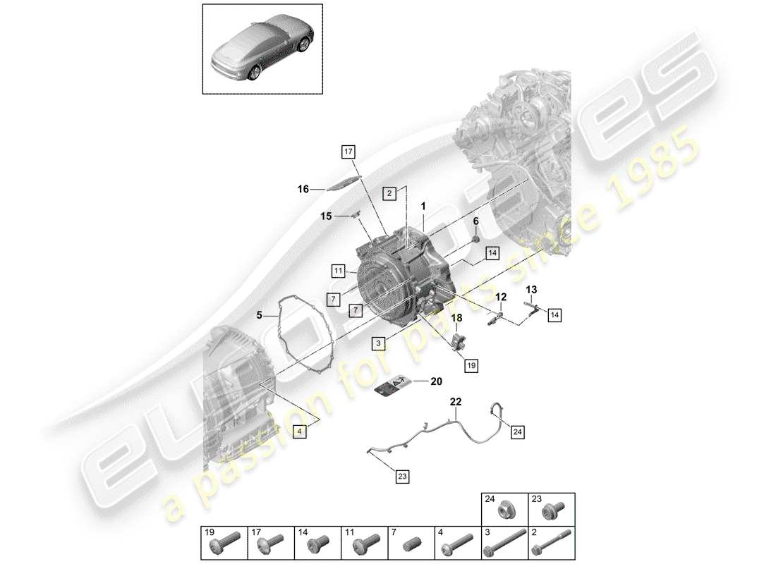 porsche 2017 (panamera 971-1) moteur de traction pour élect. conduire schéma des pièces