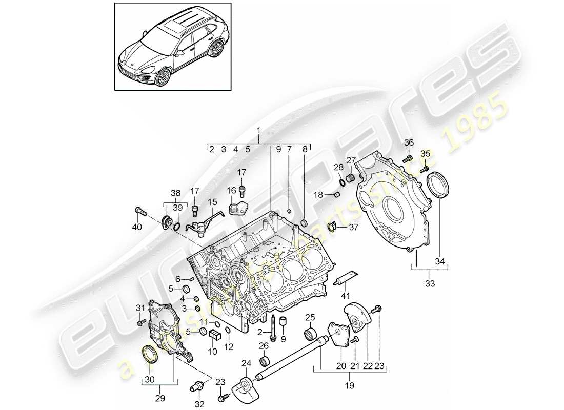 porsche 2012 (cayenne e2 92a) carter schéma des pièces