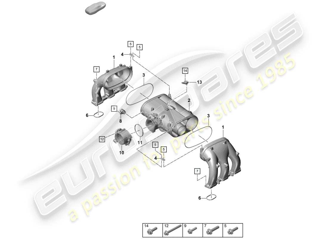porsche 2020 (718 boxster spyder) distributeur d'air d'admission schéma des pièces