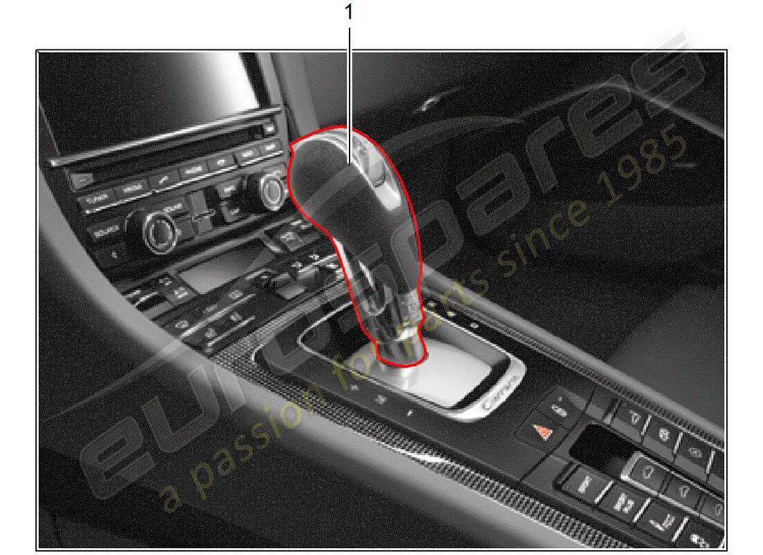porsche 2013 (tequipment 98x/99x) levier de vitesses schéma des pièces