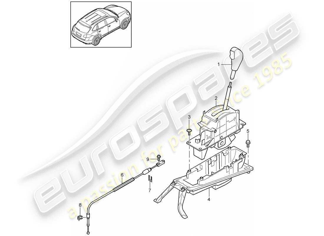 porsche 2011 (cayenne e2 92a) levier sélecteur schéma des pièces
