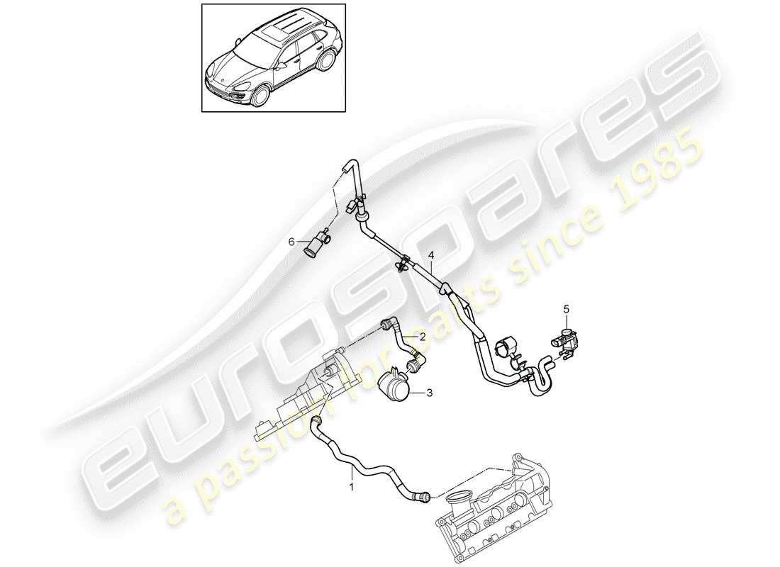 porsche 2011 (cayenne e2 92a) reniflard de carter - schéma des pièces
