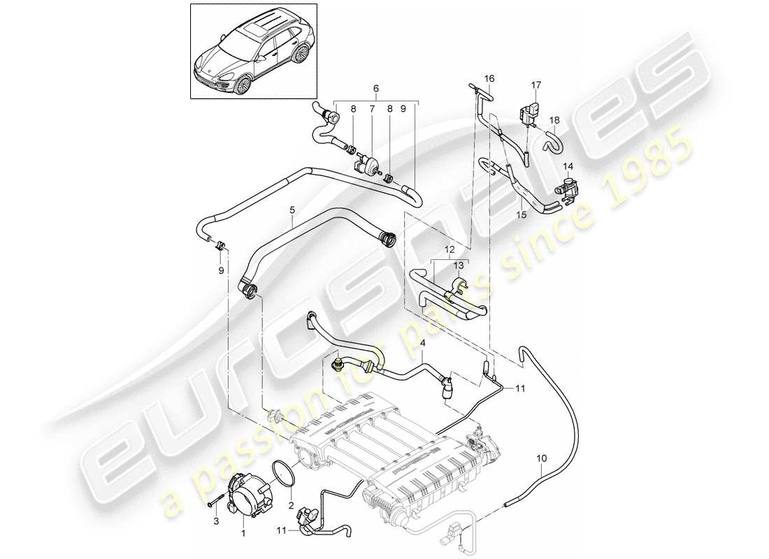 porsche 2012 (cayenne e2 92a) corps de papillon schéma des pièces