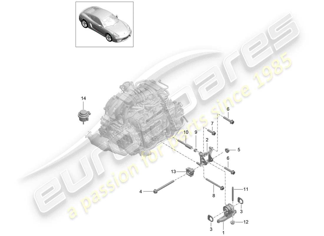 porsche 2016 (981 cayman gt4) suspension moteur schéma des pièces
