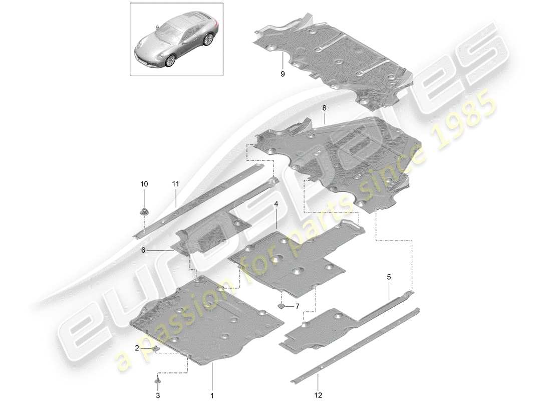 porsche 2017 (991-2) dessous de caisse schéma des pièces