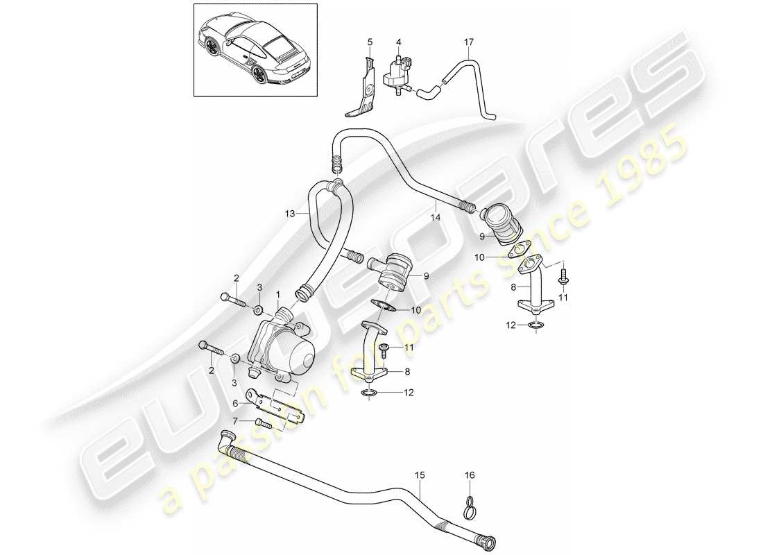 porsche 2011 (997-2 turbo / gt2 rs) injection d'air schéma des pièces