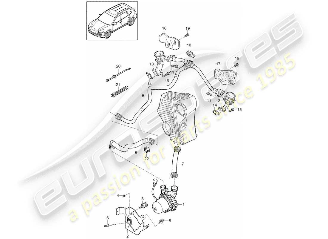 porsche 2011 (cayenne e2 92a) pompe à air secondaire schéma des pièces
