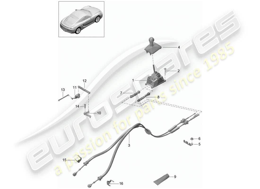 porsche 2014 (981 cayman) contrôle des transmissions schéma des pièces